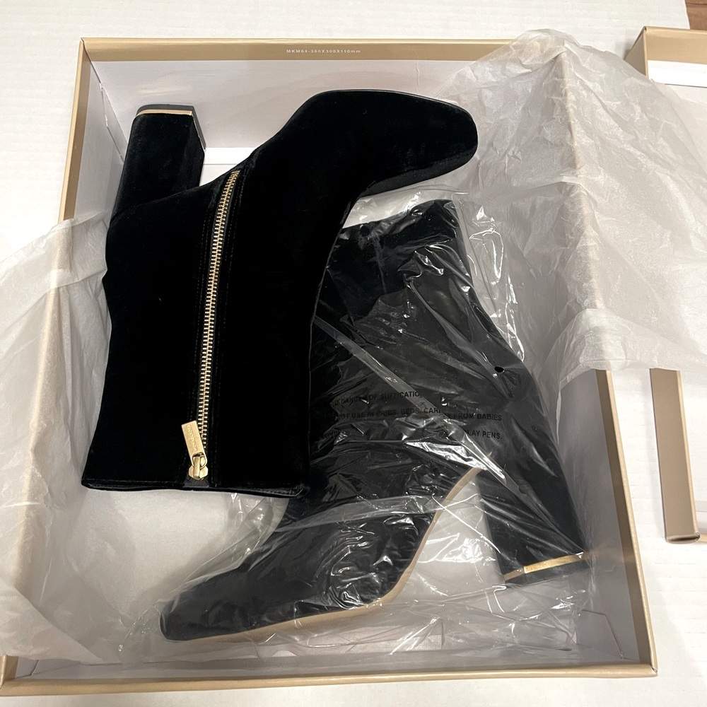 MICHAEL Michael Kors Black Ankle Boots with Gold Zipper